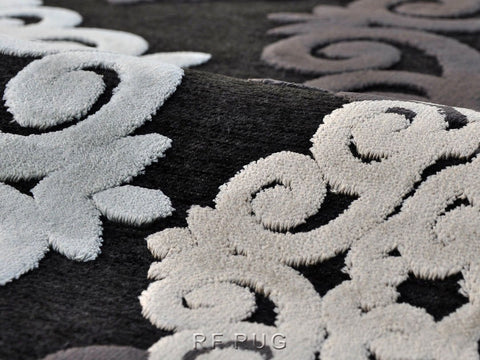 吉諾瓦立體浮雕厚絲毯~38001-355530錦緞黑(紋理)