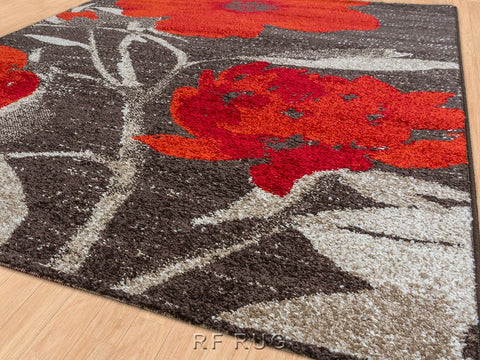 綻放雙股紗花卉主題地毯~7721-8S90嫣紅(紋理)