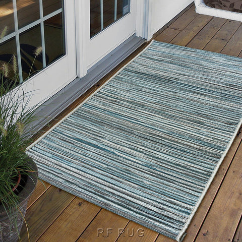 布萊頓室內外兩用平織地毯~98122-600196灰藍紋