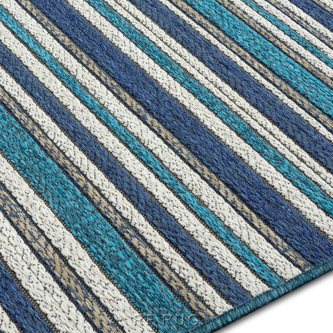 布萊頓室內外兩用平織地毯~98170-500599條紋藍(紋理)