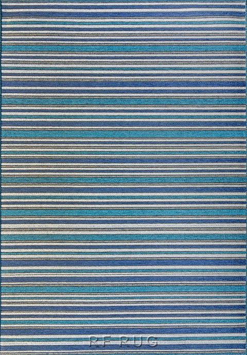 布萊頓室內外兩用平織地毯~98170-500599條紋藍
