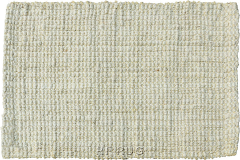 喀拉拉邦天然手紡紗黃麻編織地毯-60x90象牙白